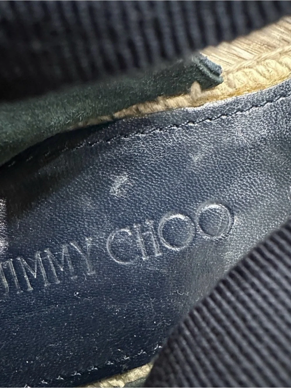 Jimmy Choo Denim Blue Striped Espadrille Lace-Up Flats